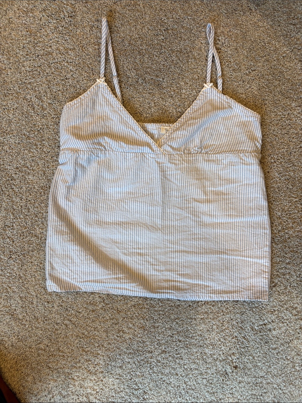 John Galt Blue White Pinstripe Camisole Tie Front Top One Size